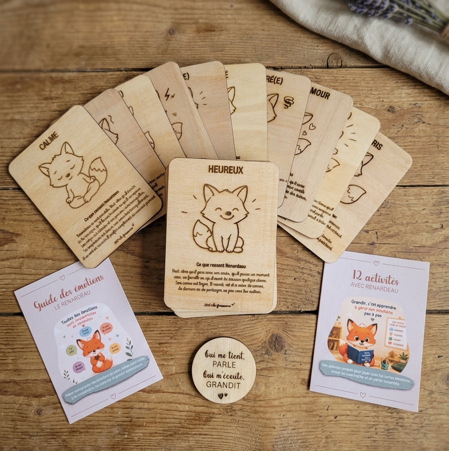 Cartes Émotions en Bois pour Enfants – Coffret & Guide | Fabriqué en France Brin de frimousse