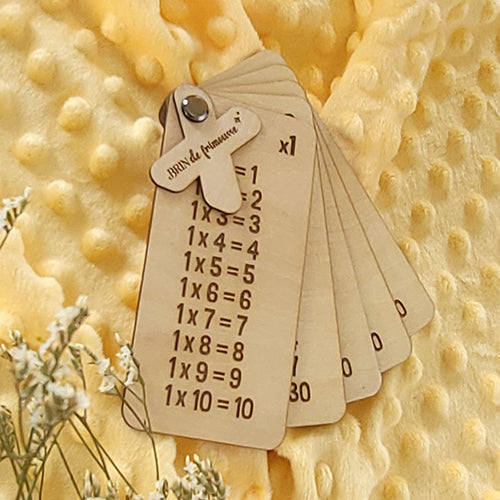 Éventail des tables de multiplication en bois – Outil Montessori d’apprentissage dès 7 ans Brin de frimousse