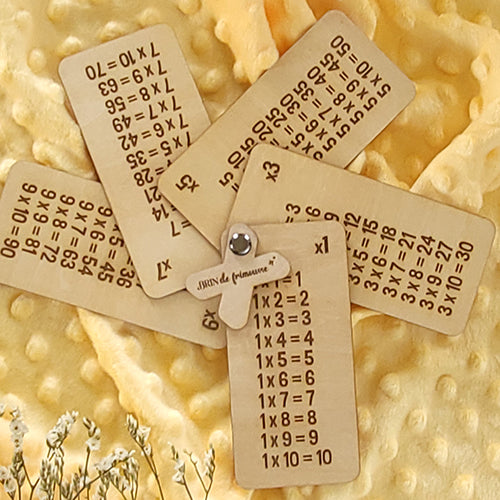 Éventail des tables de multiplication en bois – Outil Montessori d’apprentissage dès 7 ans Brin de frimousse