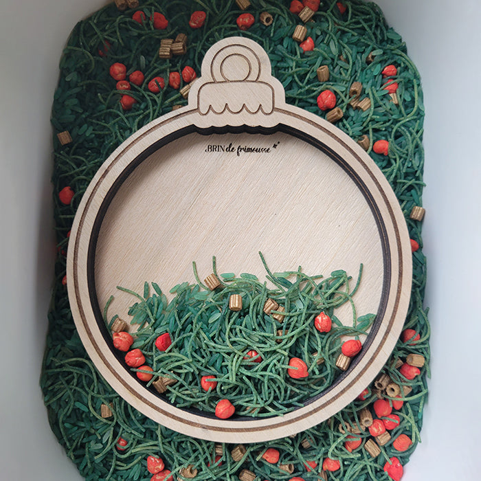 Plateau sensoriel boule de Noël 3-en-1 en bois – Transvasement, puzzle dès 2 ans Brin de frimousse