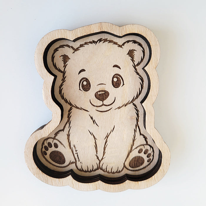 Plateau de transvasement Ours polaire en bois – Activité sensorielle Brin de frimousse