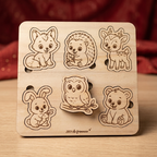 Puzzle animaux en bois dès 18 mois – 6 animaux à encastrer Brin de frimousse